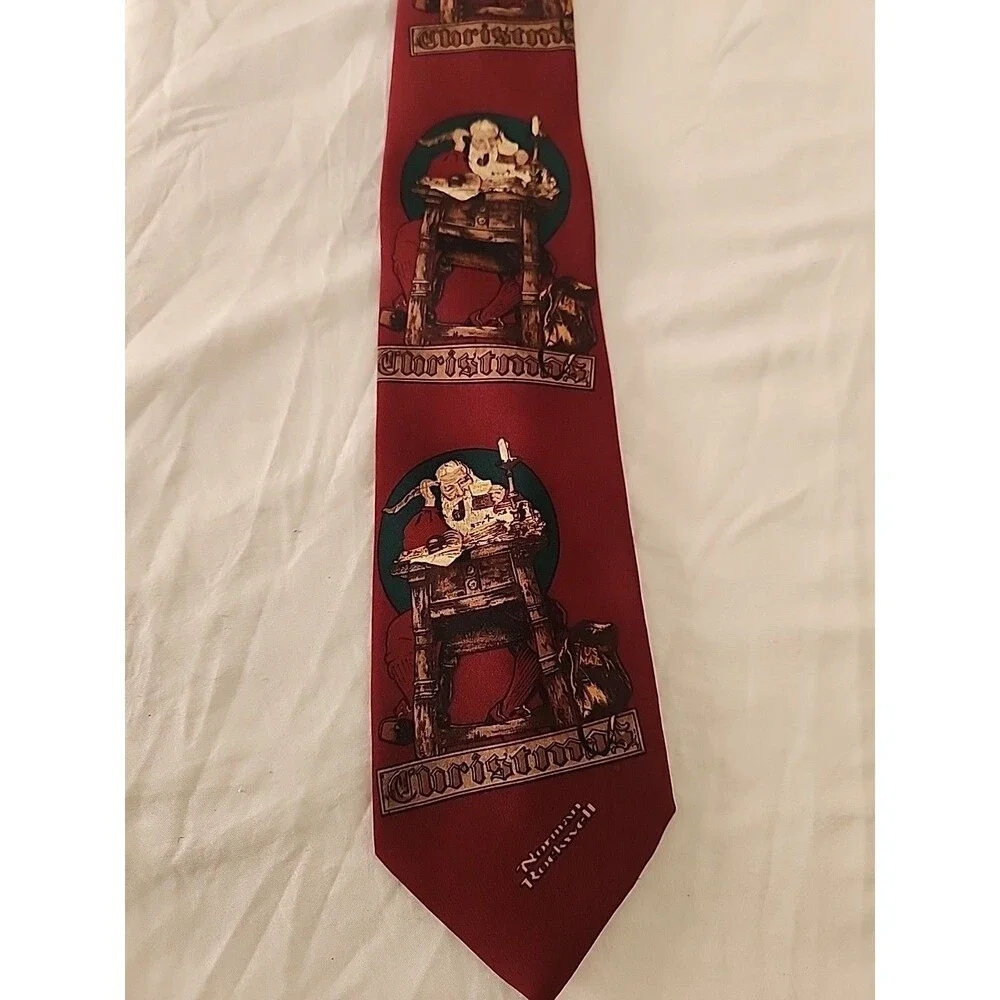 Vintage 1994 Saturday Evening Post Christmas Mens Necktie Santa Norman Rockwell